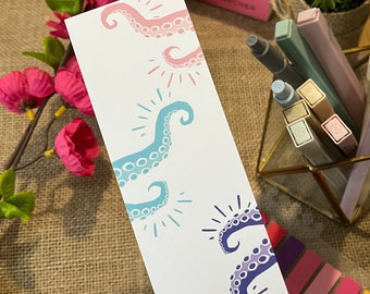 Tentacle Bookmark | Monster Romance | Double Sided Bookmark | BookStackUK | Bookish Merch | Printed Bookmark