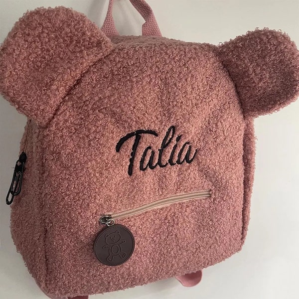 Teddy Bear Toddler Backpack, Custom Travel Backpack, Monogrammed Preschool Kids Backpack, Child Gifts, Personalized Embroidered Name Bag