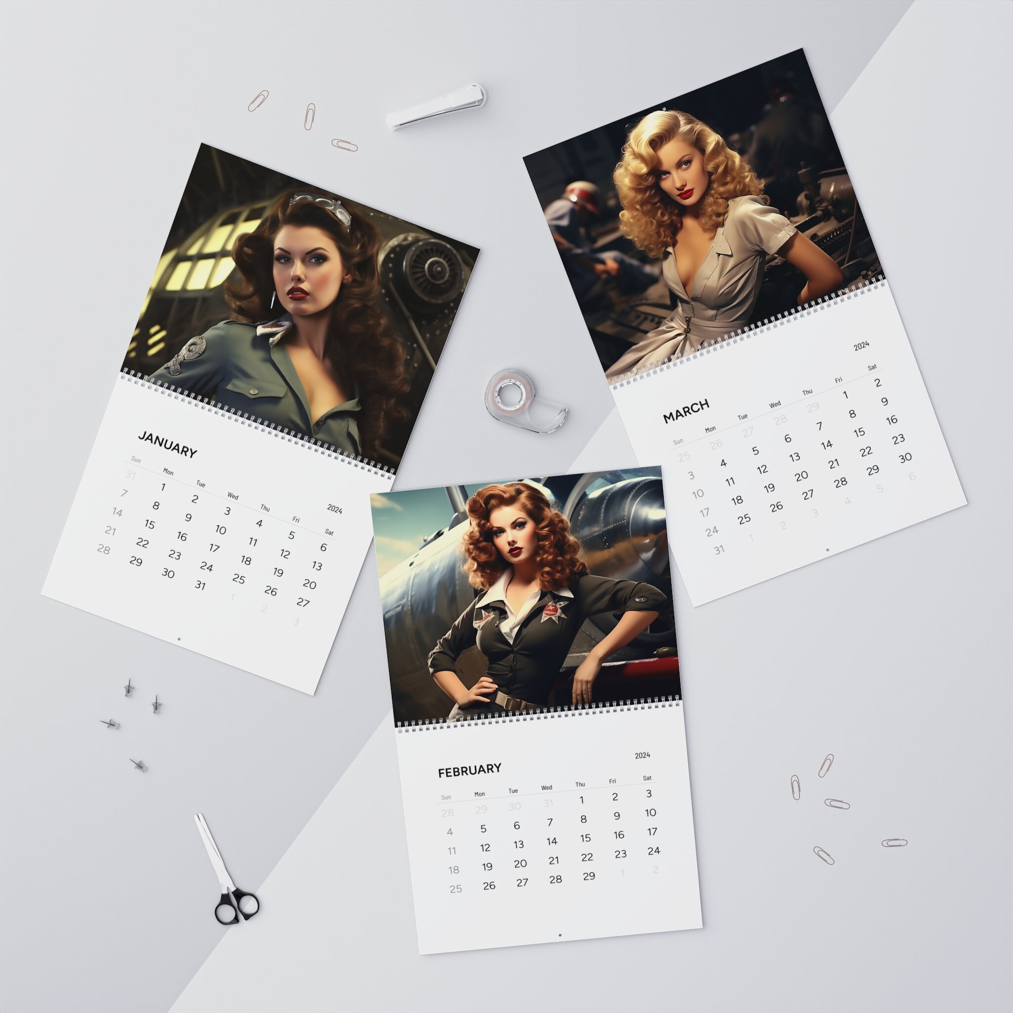 Vintage Elegance Unveiled 1940's Pinup Calendar for 2024 the Ultimate