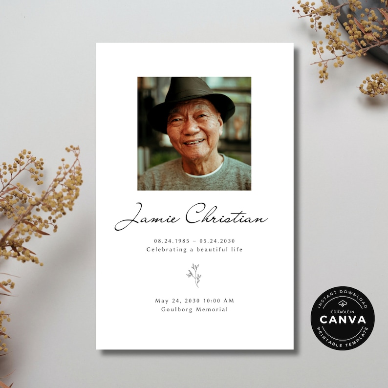 Editable Funeral Program Template Memorial Programs Digital Download