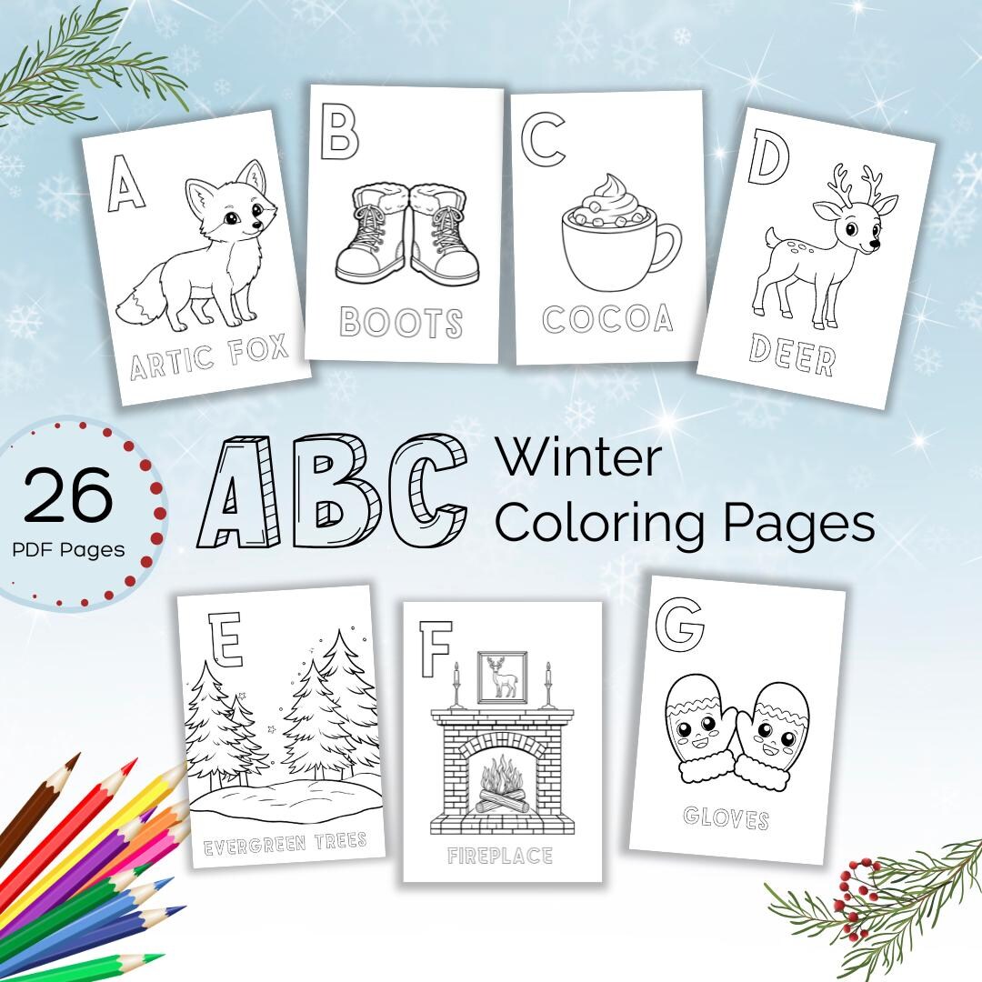 Winter ABC Coloring Book | A–Z Alphabet Pages | Printable Kids Activity ...
