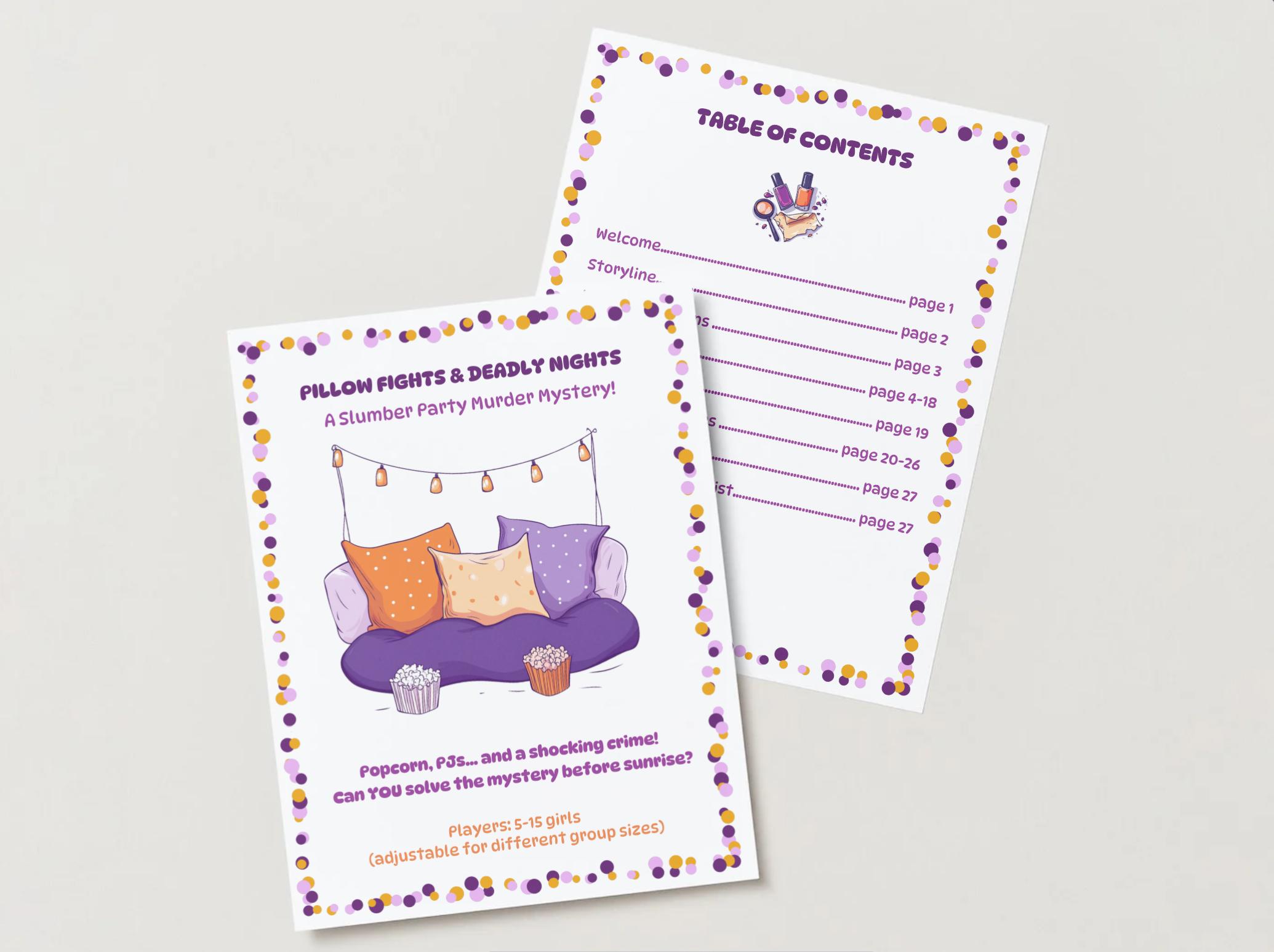 Girls Murder Mystery Slumber Party Game | Teen Sleepover Printable Kit ...