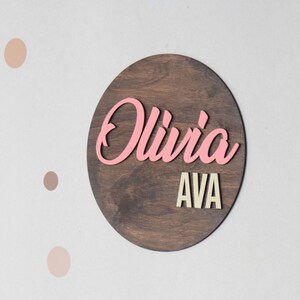 Personalisiertes rundes 3D-Kinderzimmer-Namensschild aus Holz | Kinderzimmer Wand Dekor | Benutzerdefinierte Namenstafel | Baby-Dusche-Geschenk | Umweltfreundlich