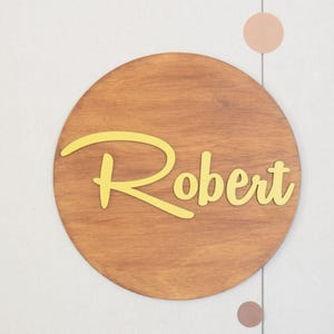 Personalisiertes hölzernes Kinderzimmer-Namensschild 12 - 30 ″ | Kinderzimmer Wand Dekor | Benutzerdefinierte Namenstafel | Baby-Dusche-Geschenk | Umweltfreundlich | Runde 3D