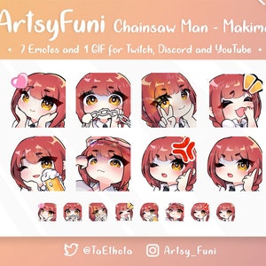 CSM Makima GIF Kawaii, schattig, anime, Chibi-emotes voor streamers op Twitch, Discord of YouTube, Vtubers en PNGtubers