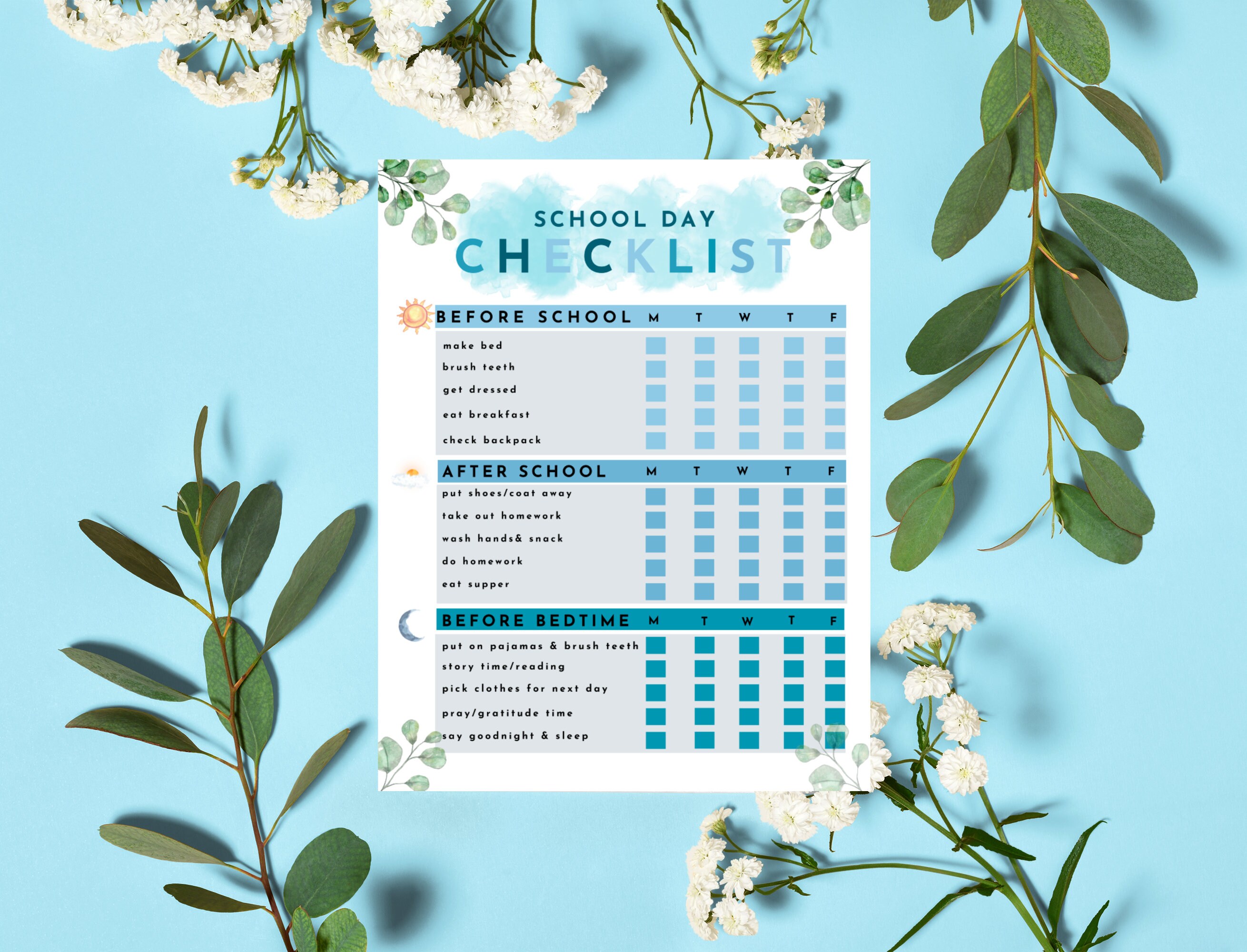 Printable Checklist, Children's Daily Planner, Kids Planner, Kids ...