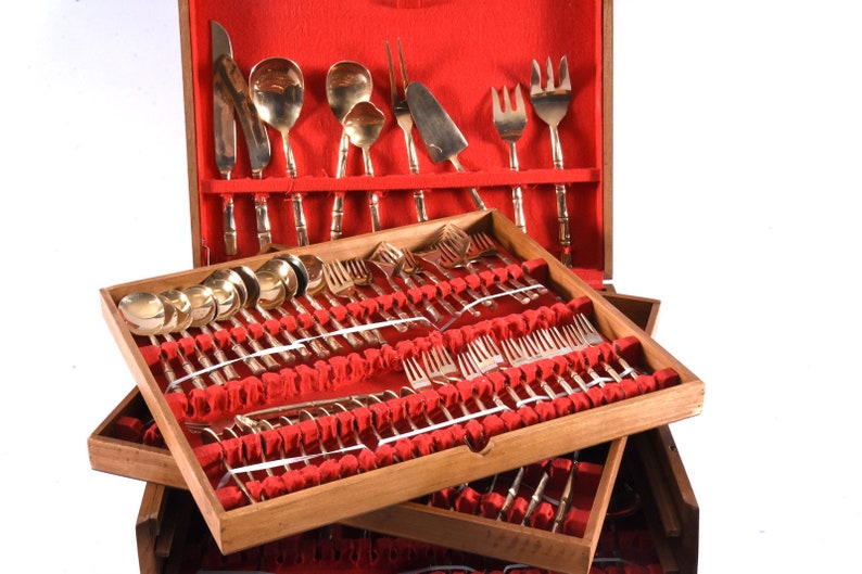 Vintage Cutlery Set Bronze Etsy