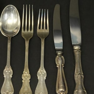 Cutlery nickel silver knife forks spoon GAB Vintage