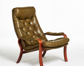 Scandinavian Swedish armchair leahter