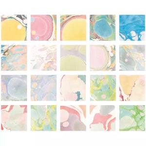 May include: A set of 20 digital paper textures featuring marbled patterns in pastel colours, including pink, blue, yellow, and green.