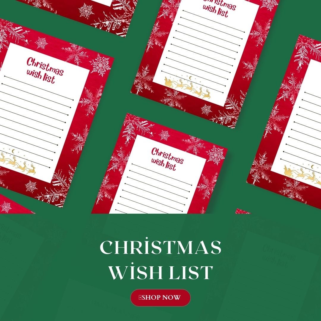 Christmas Wishlist, Seasonal Wish List, Winter Wishlist Planner, Xmas