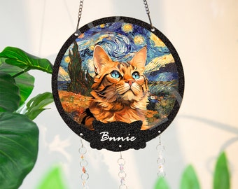 Personalized Pet Memorial Suncatcher with name |Loss of Pet Sympathy Gift|Cat Memorial Suncatcher|Dog Memorial Suncatcher|Pet Loss Gift|