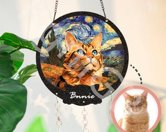 Pet Memorial Suncatcher, Loss of Pet Sympathy Gift, Pet Loss Gifts, Acrylic Windows Hangings Handmade Cat Decor, Cat Lovers, Cat Memorial