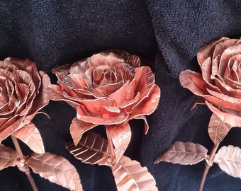 Handmade single 99.99% pure copper rose