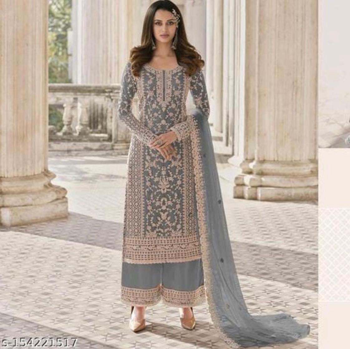 Grey colour shop anarkali suit