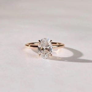 3 Oval Cut Moissanite Engagement Ring 14 K Gold Hidden Halo Wedding Ring Oval Solitaire Ring Anniversary Ring For Women Promise Ring