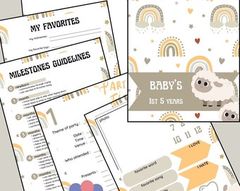 Printable Baby's 1ST 5 YEARS Journal Baby's Keepsakes , Baby's Photo ...