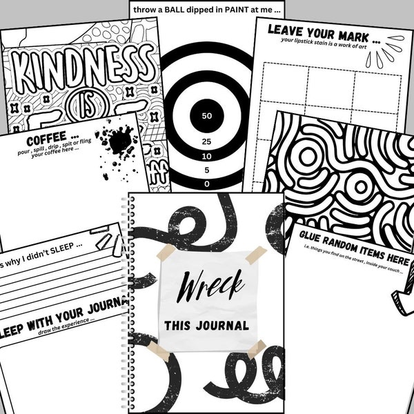 WRECK THIS JOURNAL - printable pdf journal - interactive journal - girls gift - teenager gift