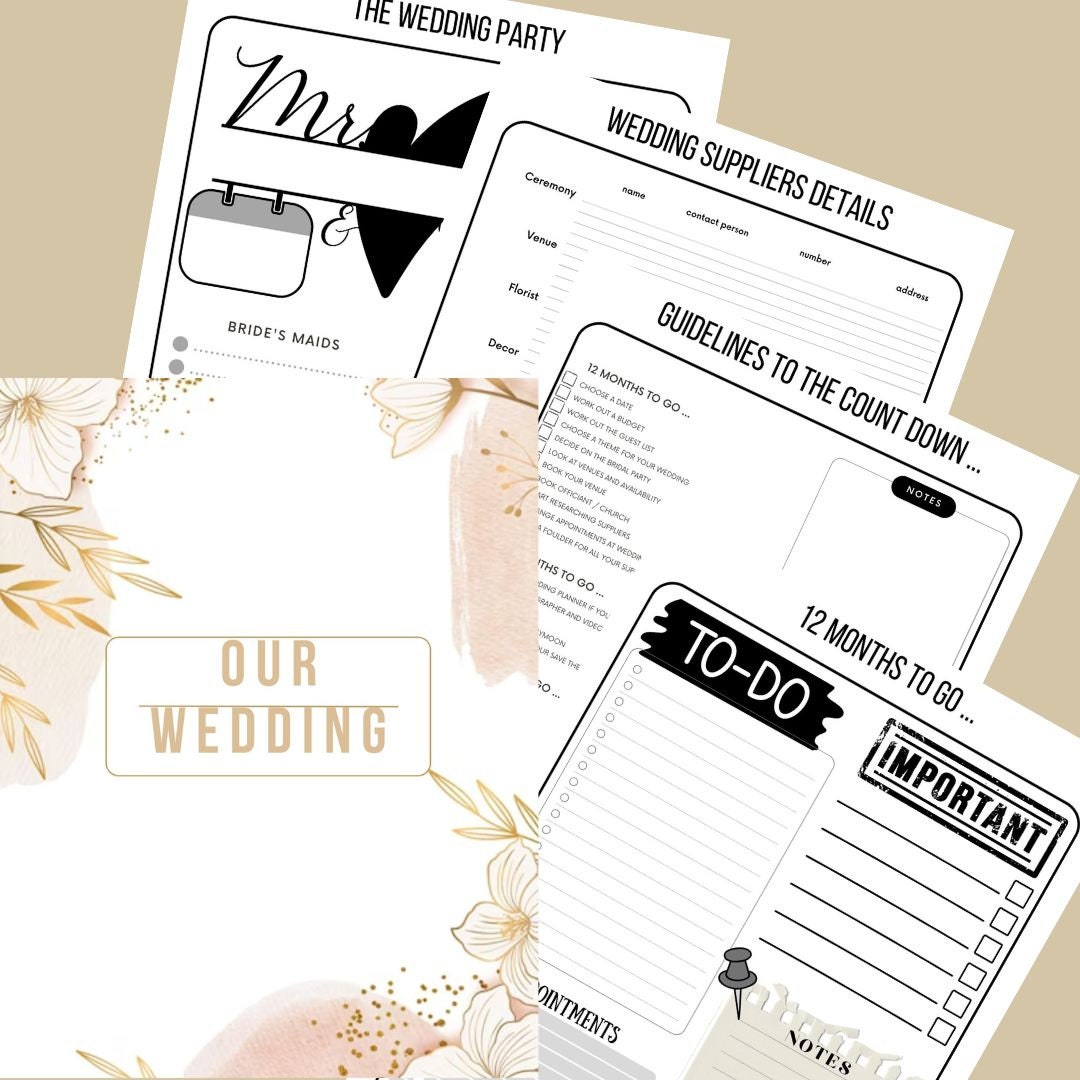 Printable WEDDING Planner/journal Wedding Keepsakes Wedding Sample Book