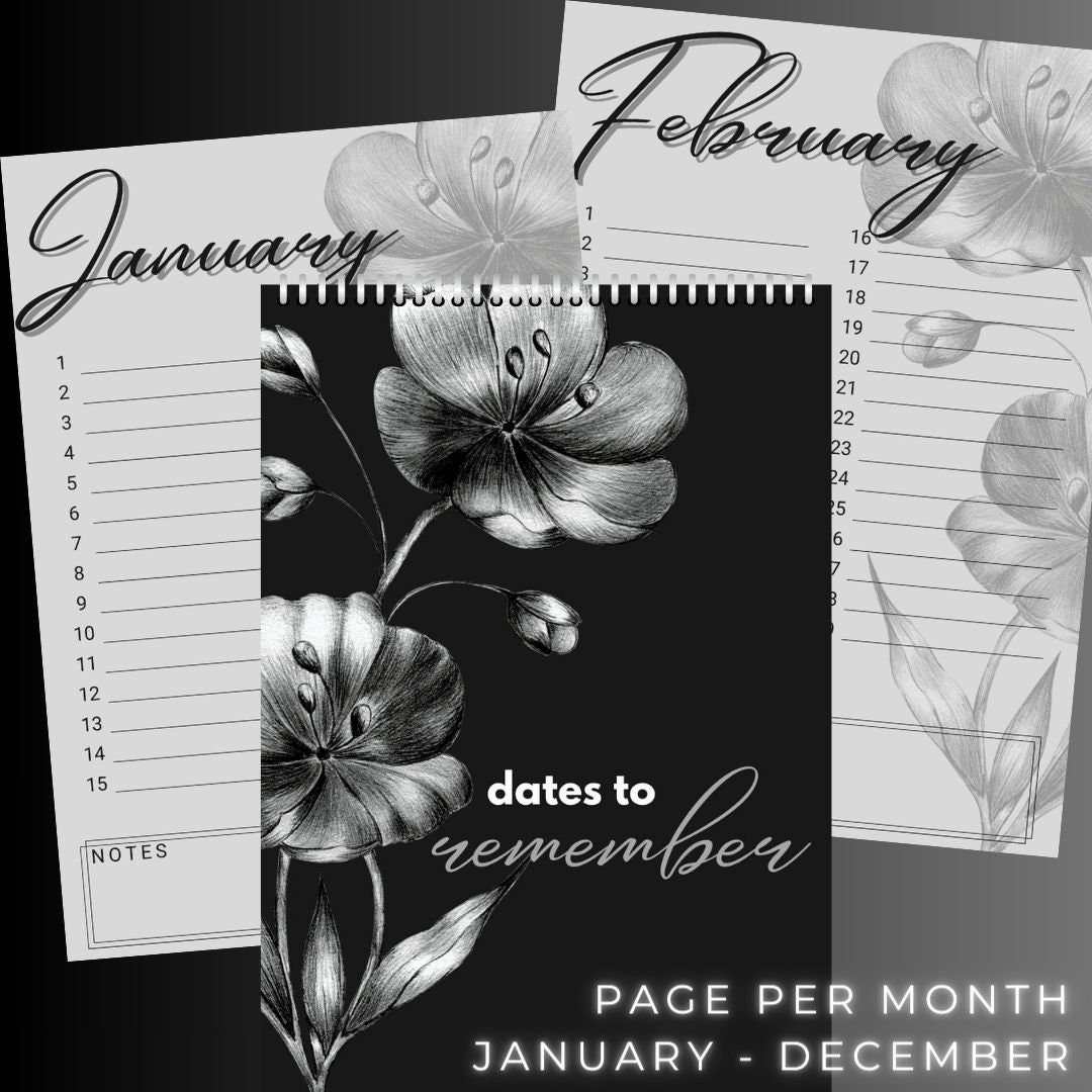 Printable BIRTHDAY CALENDAR Dates to Remember Calendar Page per Month ...