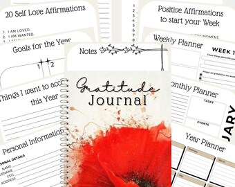 GRATITUDE Journal/Diary - printable PDF - Affirmation Journal - Affirmation quotes/guidelines - Ladies gift - Spiritual wellbeing