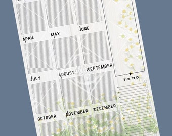 Printable A3 YEAR PLANNER - Year planner for every year - Re-usable Planner - Daisy themed Planner