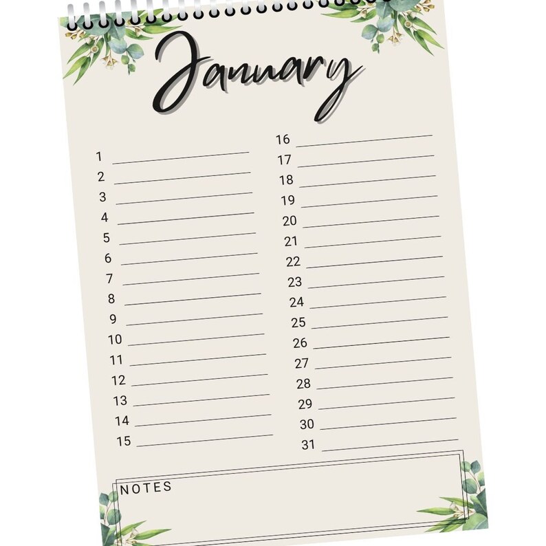 Printable BIRTHDAY CALENDAR Dates to Remember Calendar Page per Month