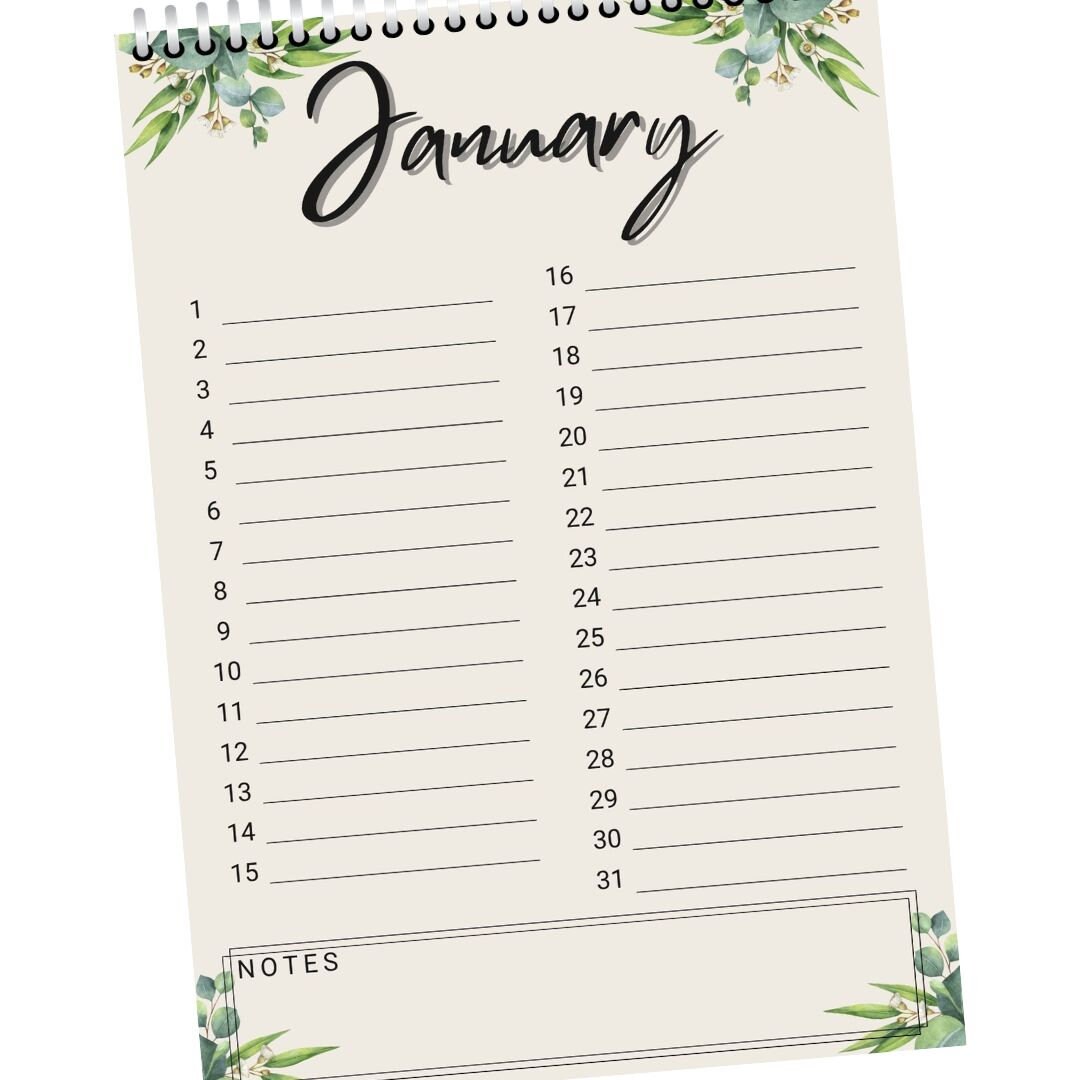 Printable BIRTHDAY CALENDAR Dates to Remember Calendar Page per Month ...