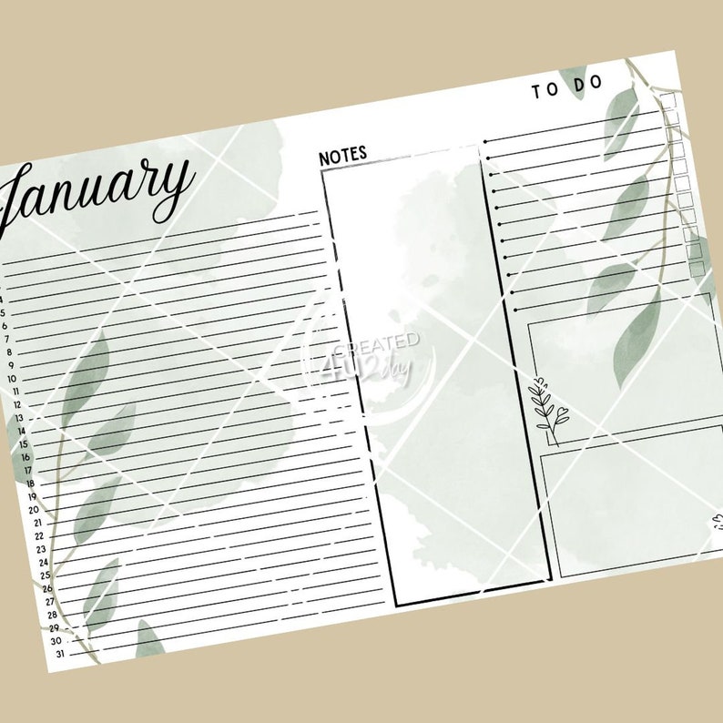 Printable A3 DESK CALENDAR PDF Calendar Monthly Calendar Re-usable ...