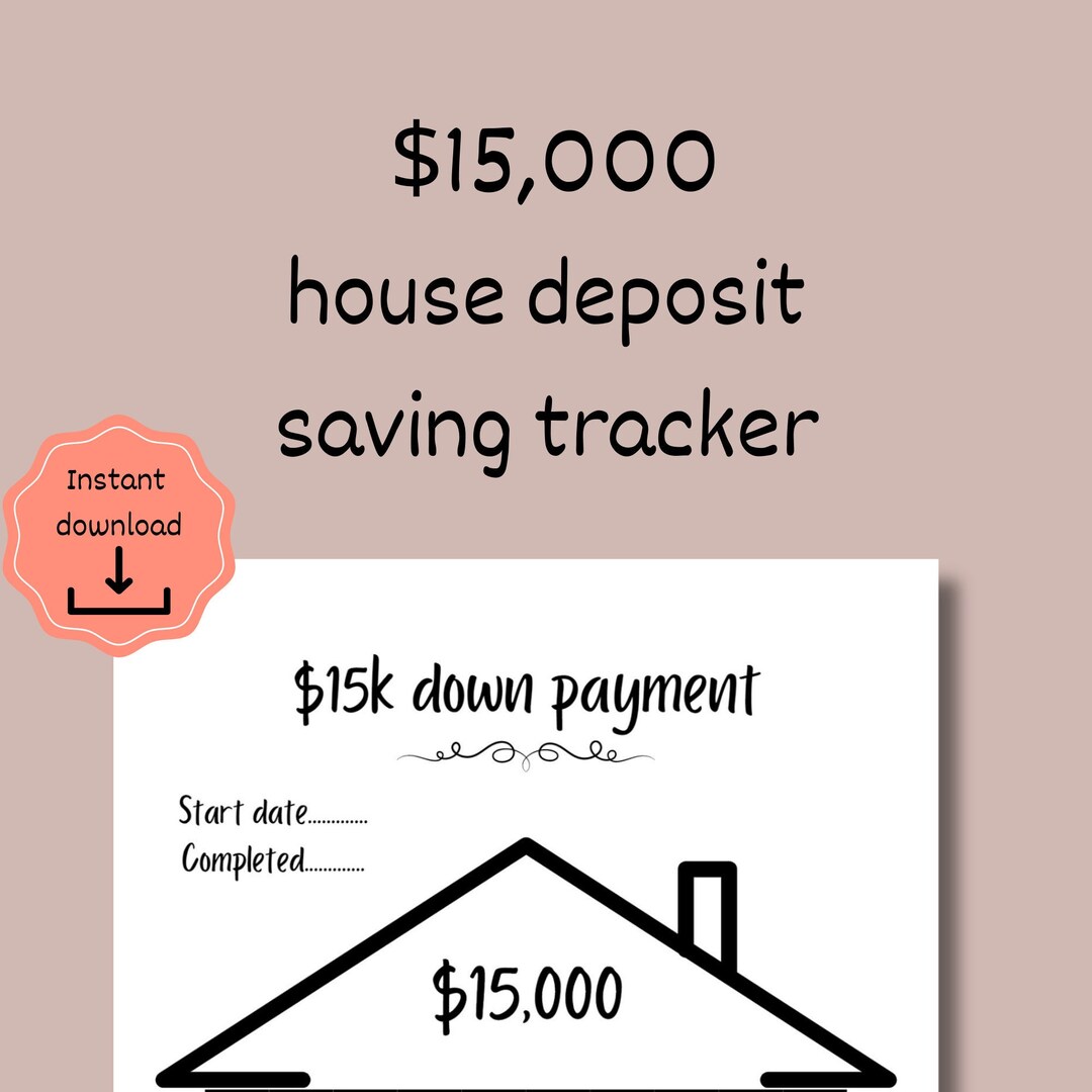 15K House Down Payment Savings Tracker 15000 Dollar Home Etsy
