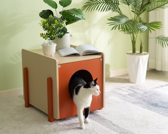 Poop Nest by Shichic | Cat Litter box enclosure or condo & side table furniture