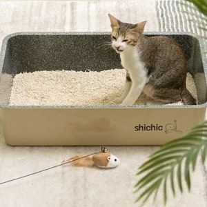 Marbleloo by Shichic | Non-Stick Teflon Steel Cat Litter Box | Durable & Hygienic