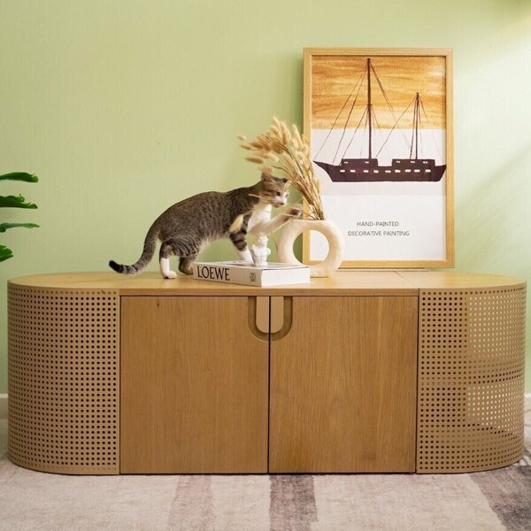 Poop Lounge by Shichic | Cat litter box enclosure & cat condo furniture