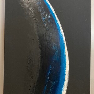 Abstract painting &quot;Planet&quot;, oil painting on canvas, black, blue and white colors