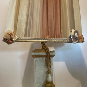 Unique piece - Terracotta table lamp with silk lampshade