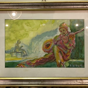 Quadro "Il Mandolino" di R. di Dio, acquerello