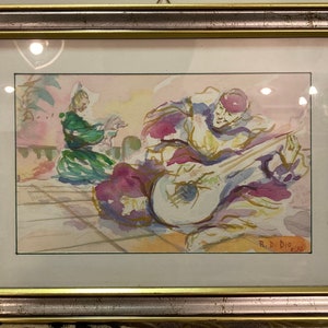 Quadro "I Suonatori" di R. di Dio, acquerello