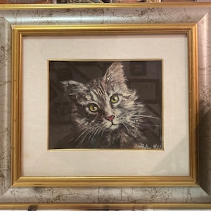 Le tableau "Portrait d'un chat" de Mafalda Protasi, huile sur toile