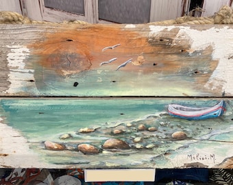 UNIQUE PIECE - Tempera on boards recycled from shipwrecks