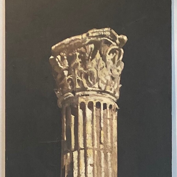 Quadro "Colonna con Capitello Corinzio" di Damiani, olio su legno