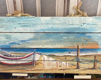 UNIQUE PIECE - Tempera on boards recycled from shipwrecks