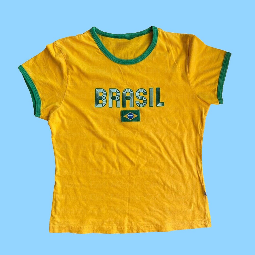 Buy Brazil Crop Top Brazil Flag Cropped T Shirt Y2k Brasil Jersey