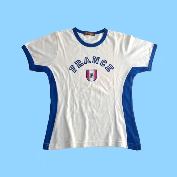 France Crop Top Y2k Baby Tee Football T Shirt 