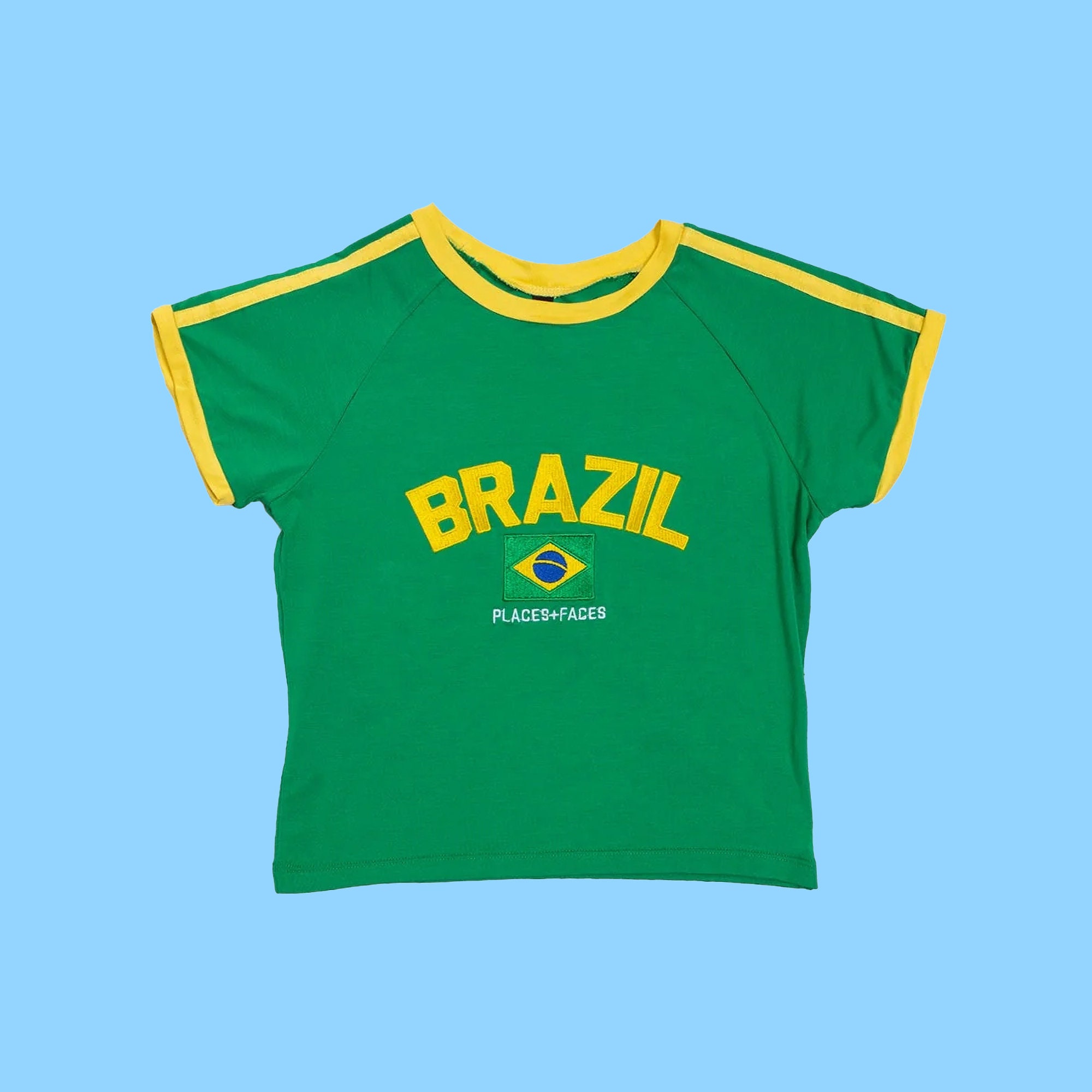 Brazil Crop Top Brazil Flag Cropped T Shirt Y2k Brasil Jersey 