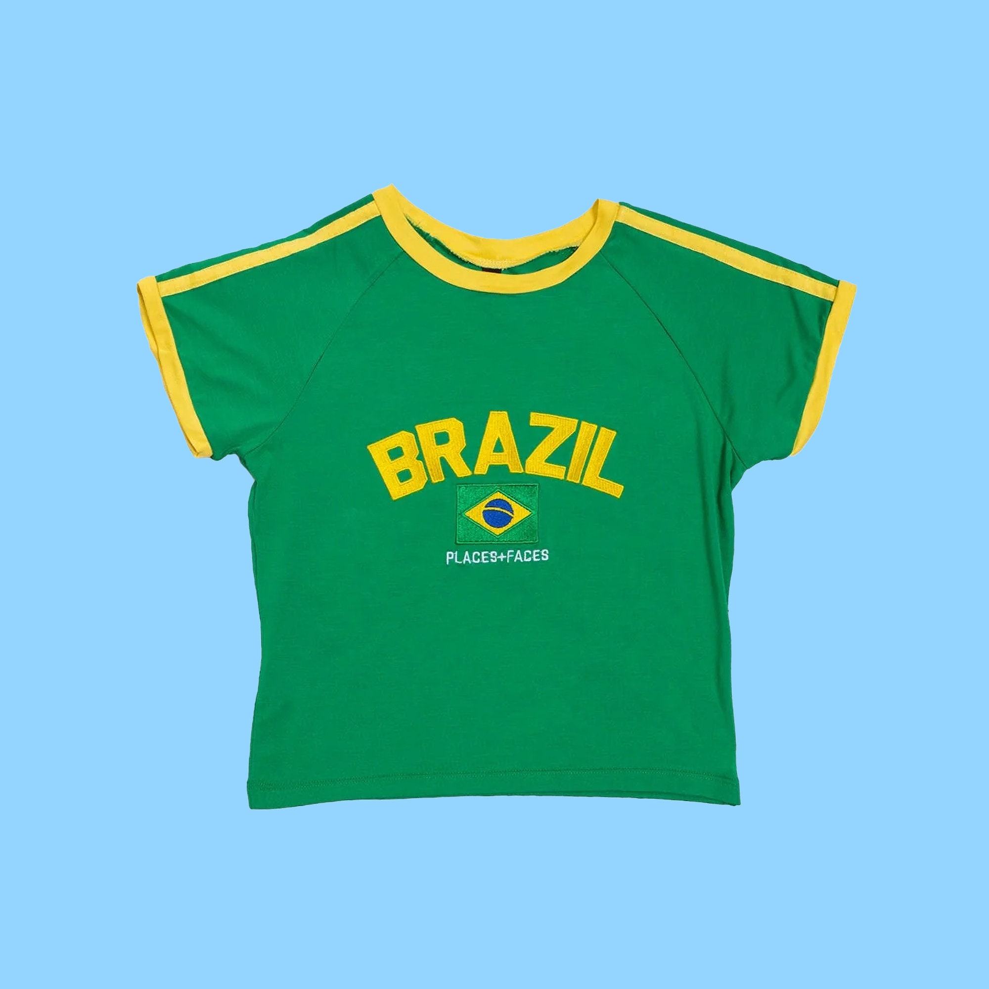 Brazil Crop Top Brazil Flag Cropped T Shirt Y2k Brasil Jersey