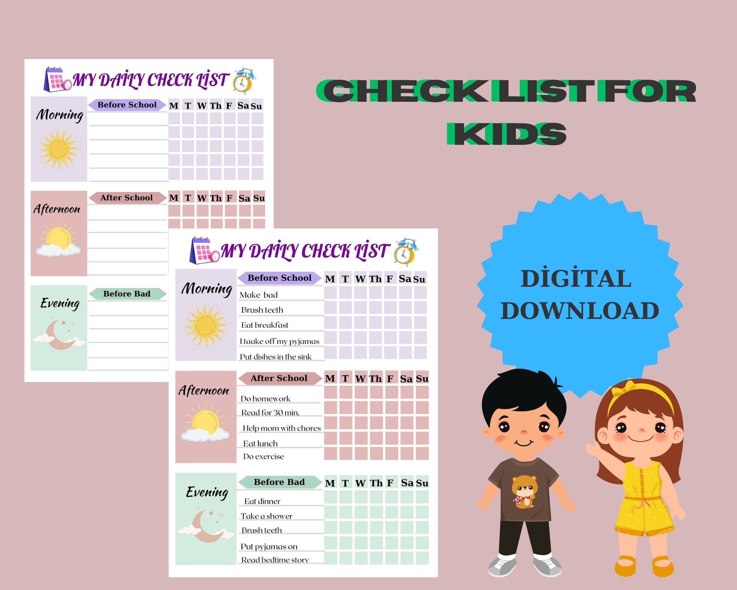 Check List Check List For Kids Kids Daily Routine diary Etsy check-list-check-list-for-kids-kids-daily-routine-diary-etsy