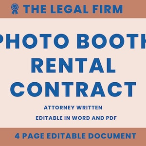 Photo Booth Rental Contract | Attorney-Written | Editable | Photo Booth Rental Agreement| Photo Booth Rental Form