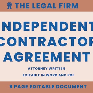 Independent Contractor Agreement | Attorney-Written | Editable | Independent Contractor Contract | Independent Contractor Form