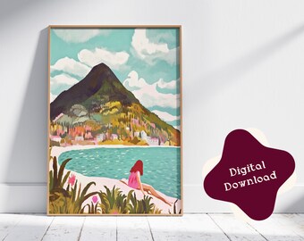 Eclectic Design Poster | Print for Instant Download | Digital Illustration | Watercolor Poster | beach side