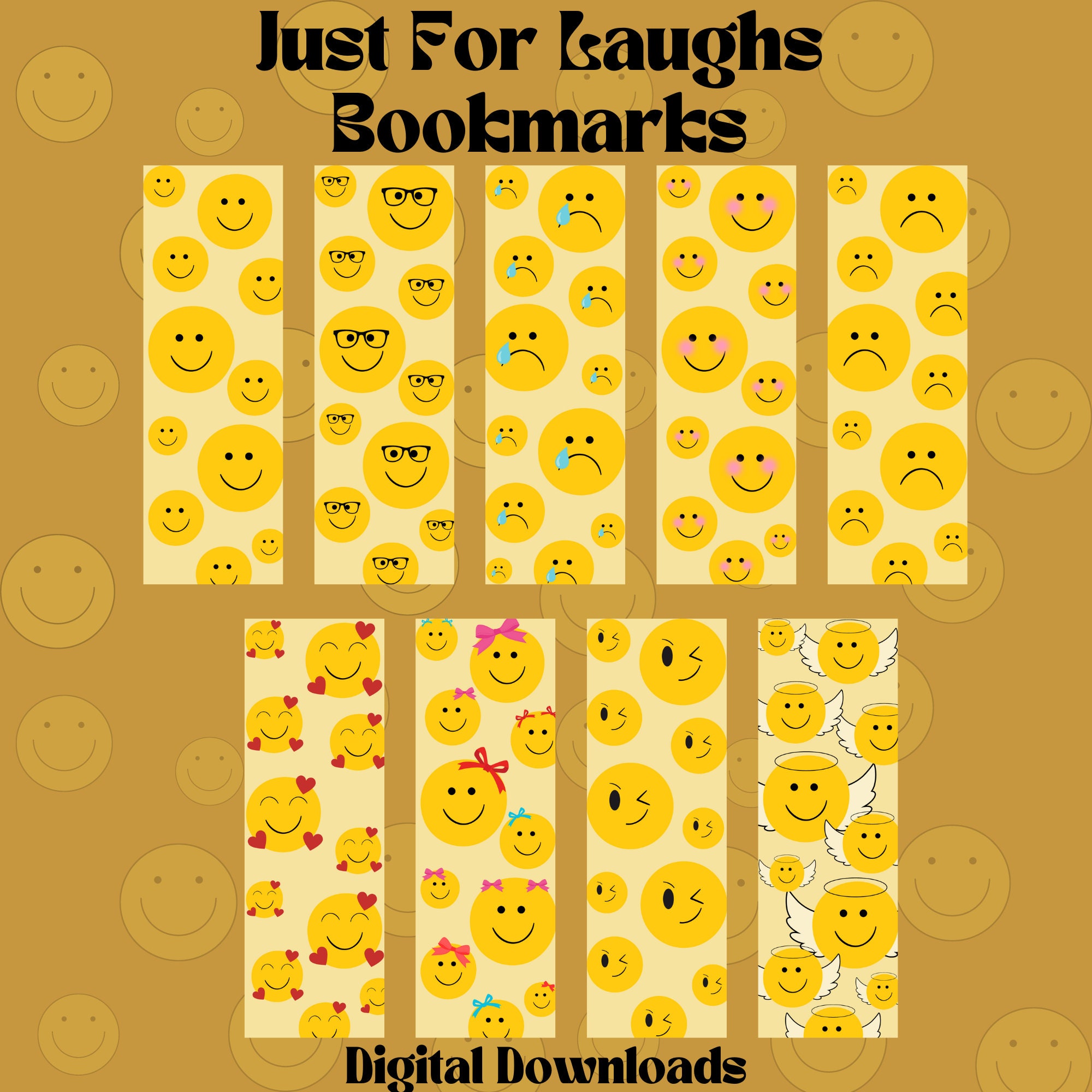 Whimsical Emoji Bookmarks Digital Downloads for Book Lovers - Etsy
